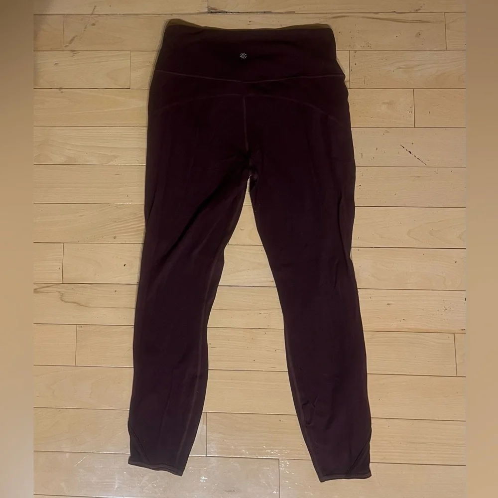 Athleta High-Rise Powervita Peekaboo 7/8 Tight in Maroon - Picture 3 of 14